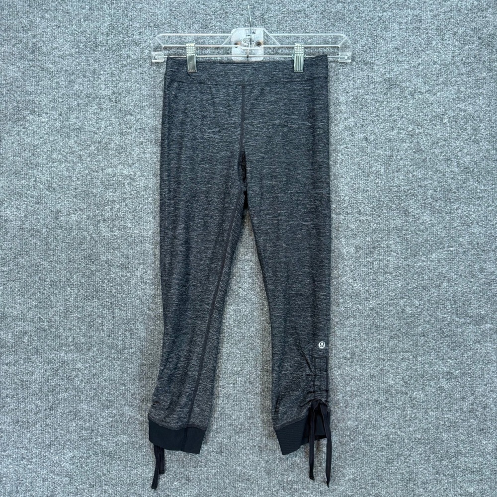 Lululemon Gather & Crow Crop Leggings Womens 4 Gray‎ Ruched Yoga Athletic Pants
